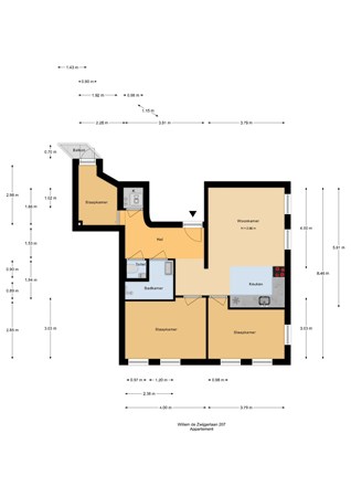 Floorplan - Willem de Zwijgerlaan 207-3, 1056 JP Amsterdam